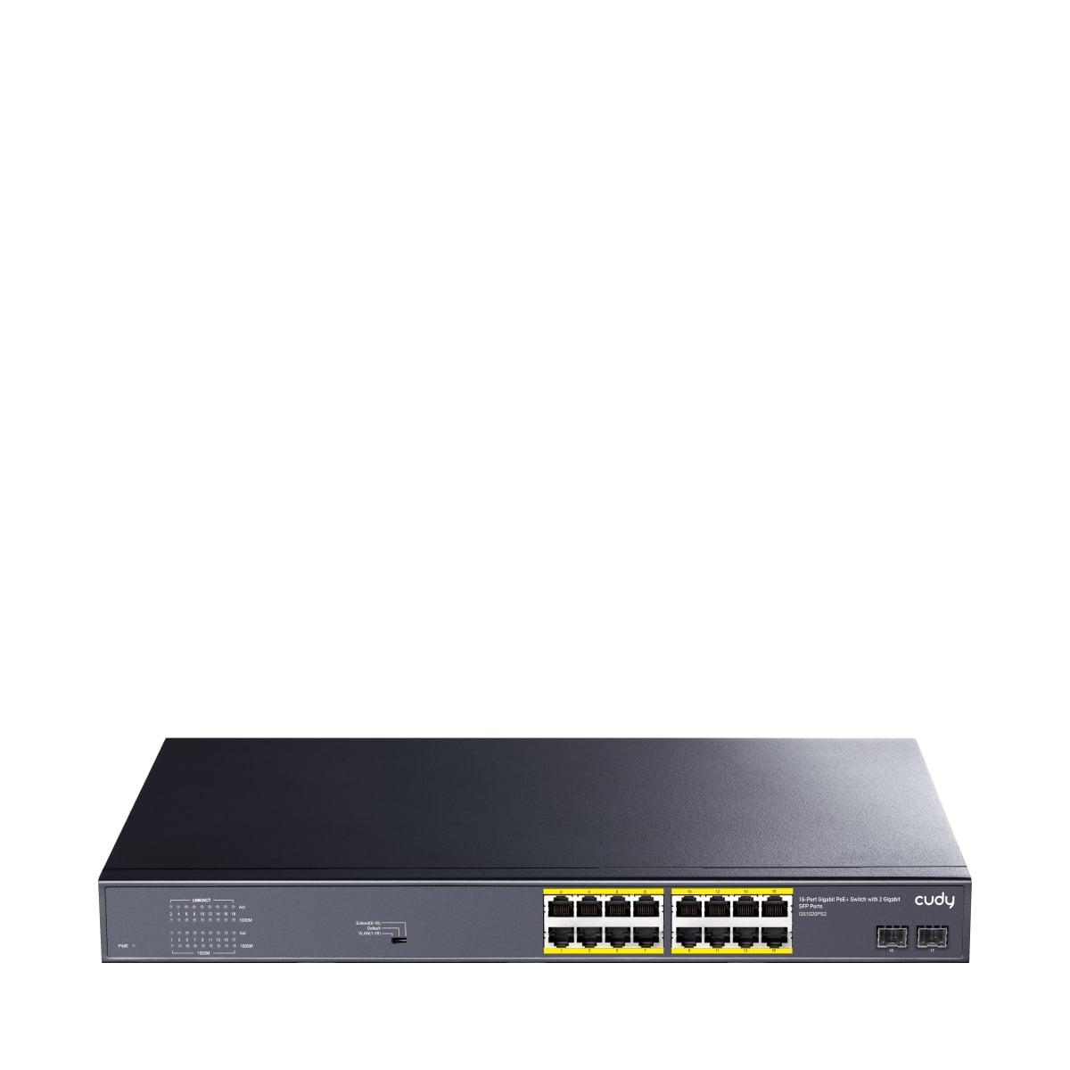 GS1020PS2 - 16-Port Gigabit PoE+ Switch with 2 Gigabit SFP ports 200W