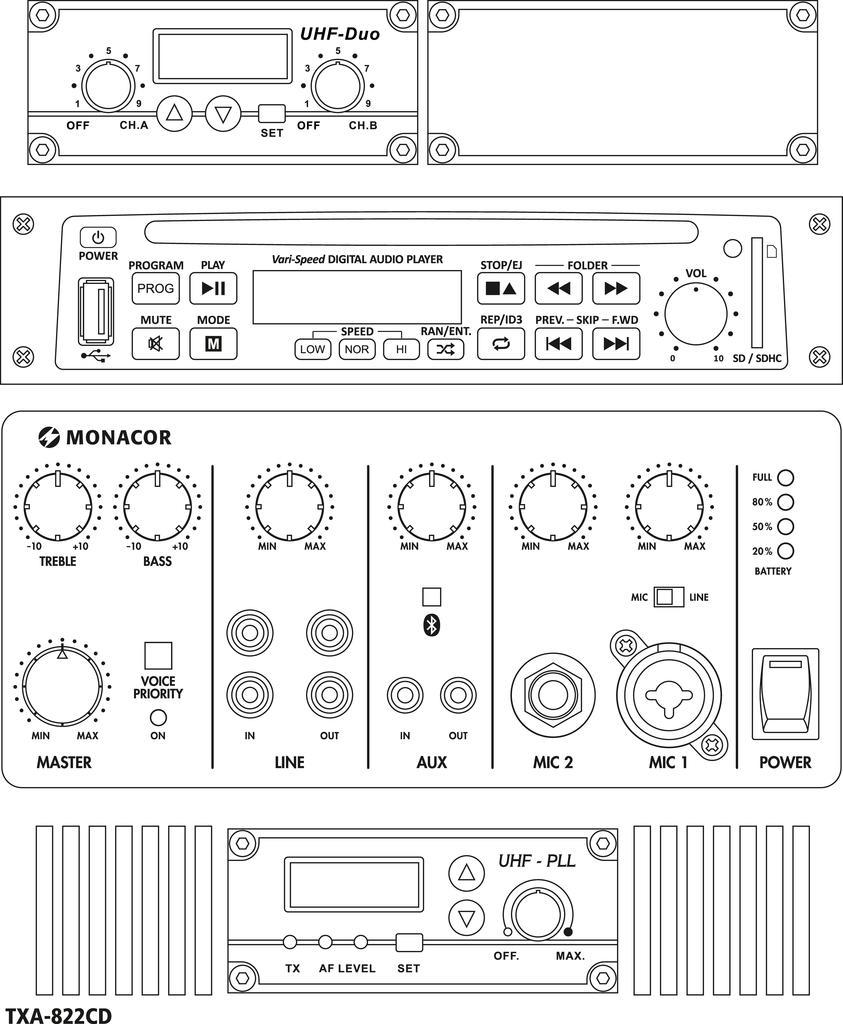 TXA-822CD - Sistema Amplificatore