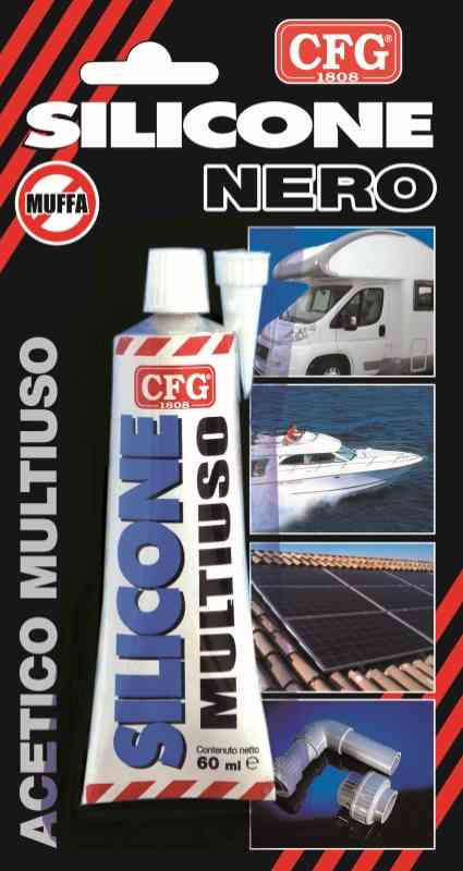 Silicone Multiuso Acetico Puro Al 100% Tubetto Da 60 mL Nero W031 CFG