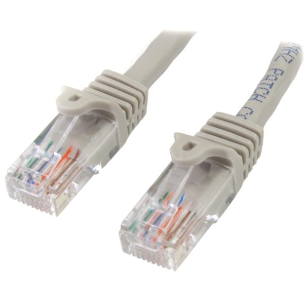 Startech.com 45PAT3MGR Cavo di rete CAT 5e - Cavo Patch Ethernet RJ45 UTP Grigio da 3m  antigroviglio - Cavo RJ45 M/M Cat 5e