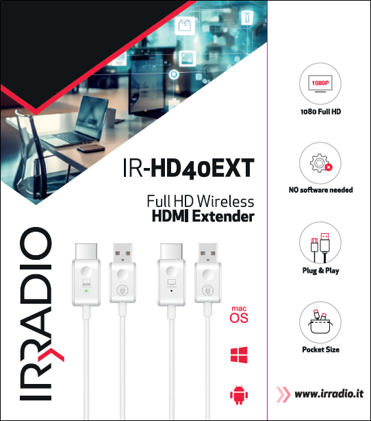 IR-HD40EXT, Estensore HDMI Wireless Full HD, 40mt.