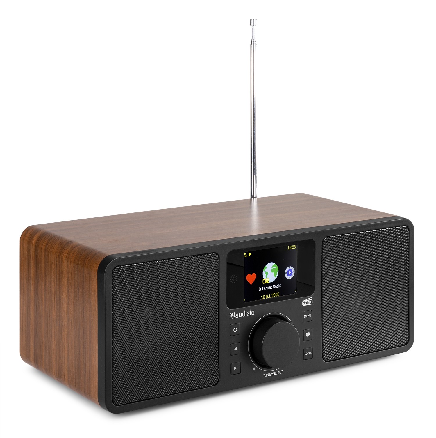 Roma, WiFi Internet radio con batteria integrata e display a colori, colore noce
