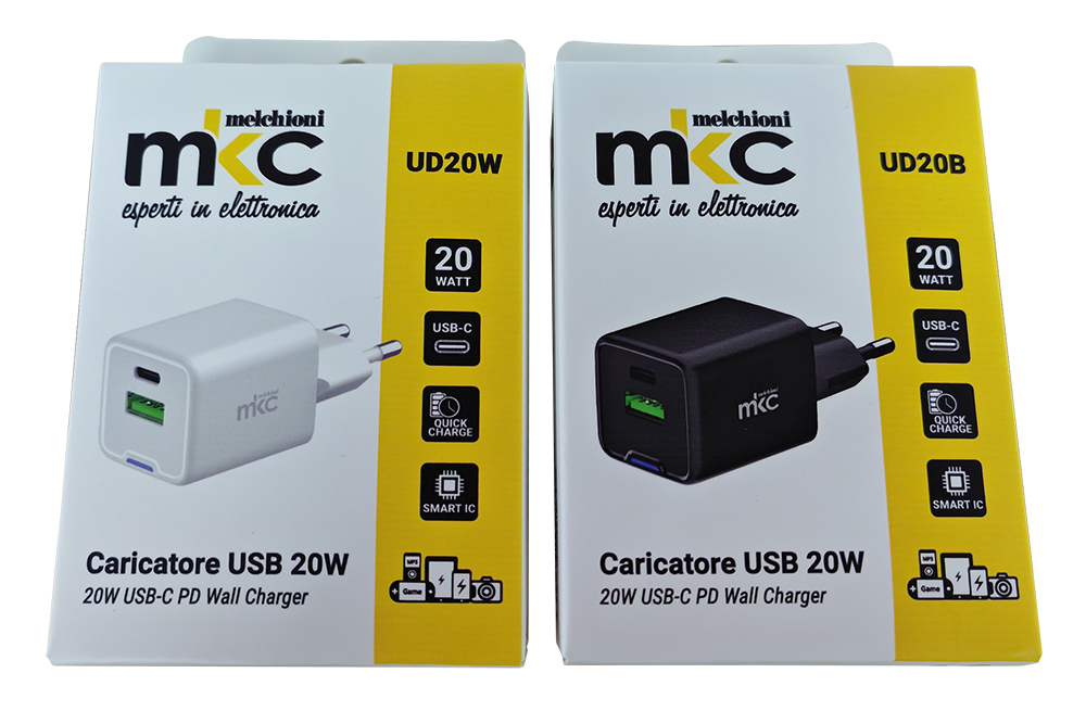 Caricabatterie USB GAN 20W PD 1 USB-C + 1 USB-A Bianco