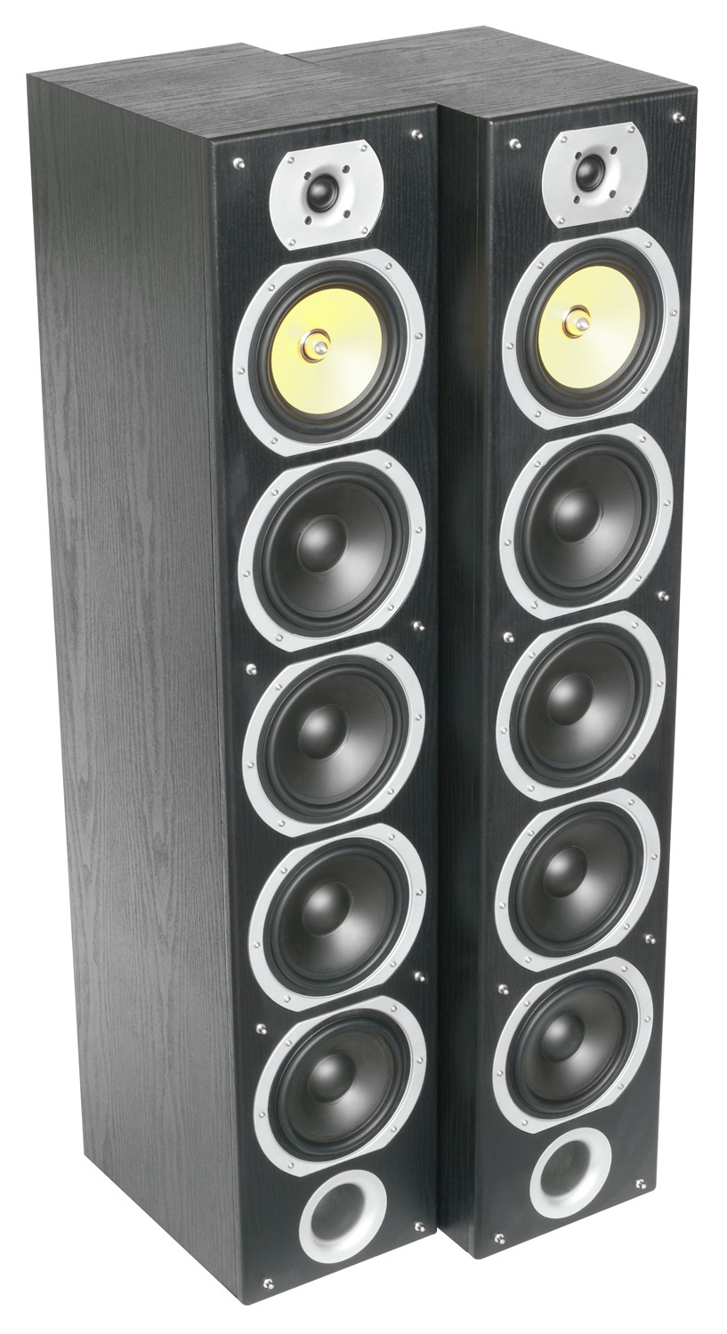 Coppia diffusori 4 vie a torre da 600W (2x300W), colore nero, Mod. SHFT57B