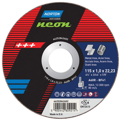 Disco da taglio Neon 100X1.0X16mm A30T  tipo 41 piatto, per metallo inox