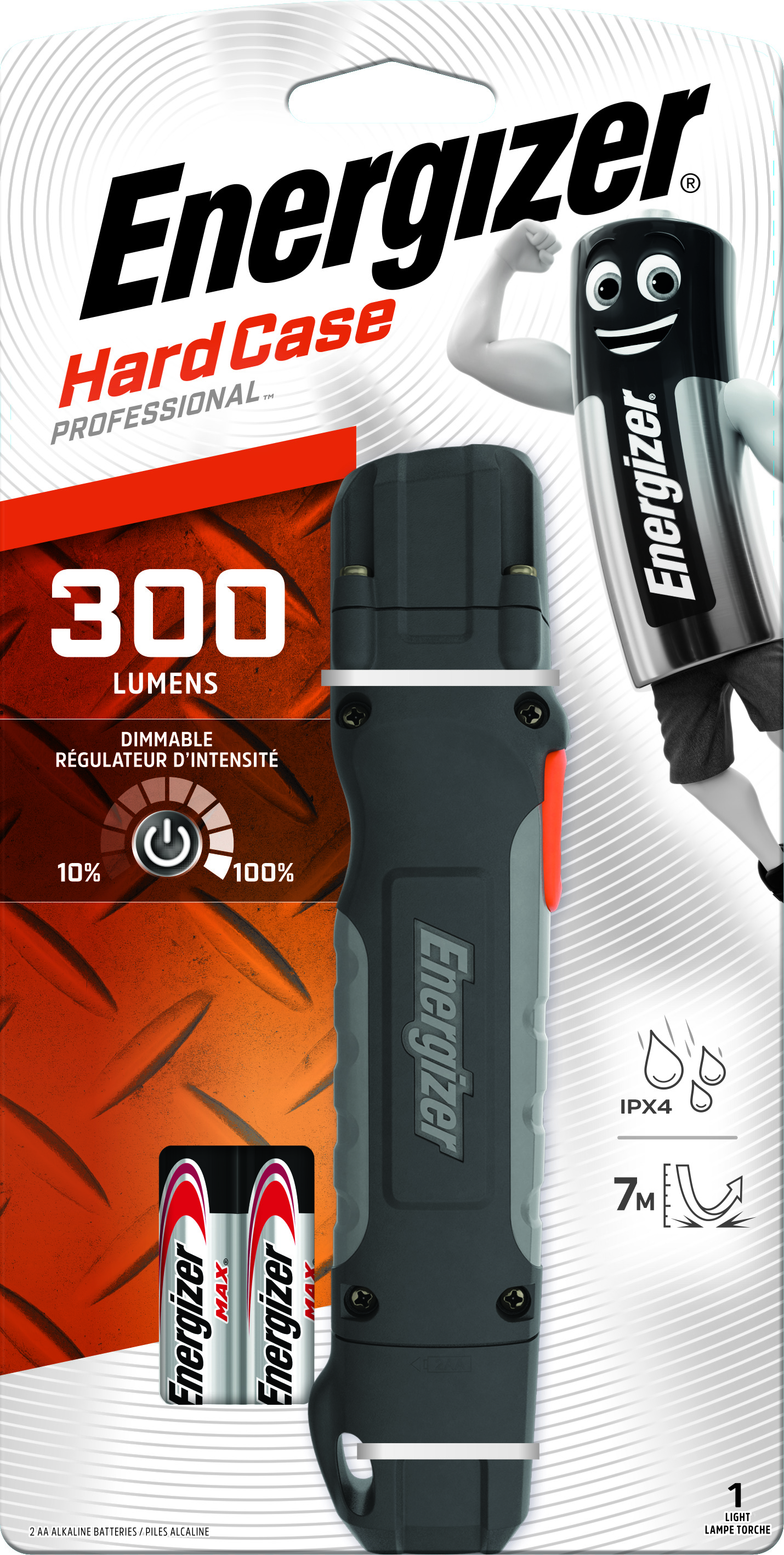 ENERGIZER EU Hard Case Professional 2AA Handheld 300 lumens, tray