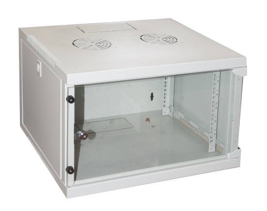 MK1907UG - ARMADIO RACK 19 6 UNITA' DA MURO PER RETI COLORE GRIGIO PORTA VETRO