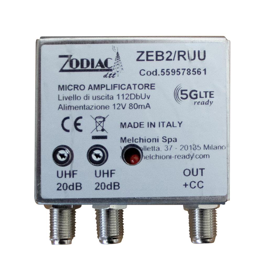 ZEB2RUU - Amplificatore DVB-T2  5G Free da palo con 2 ingressi in banda UHF