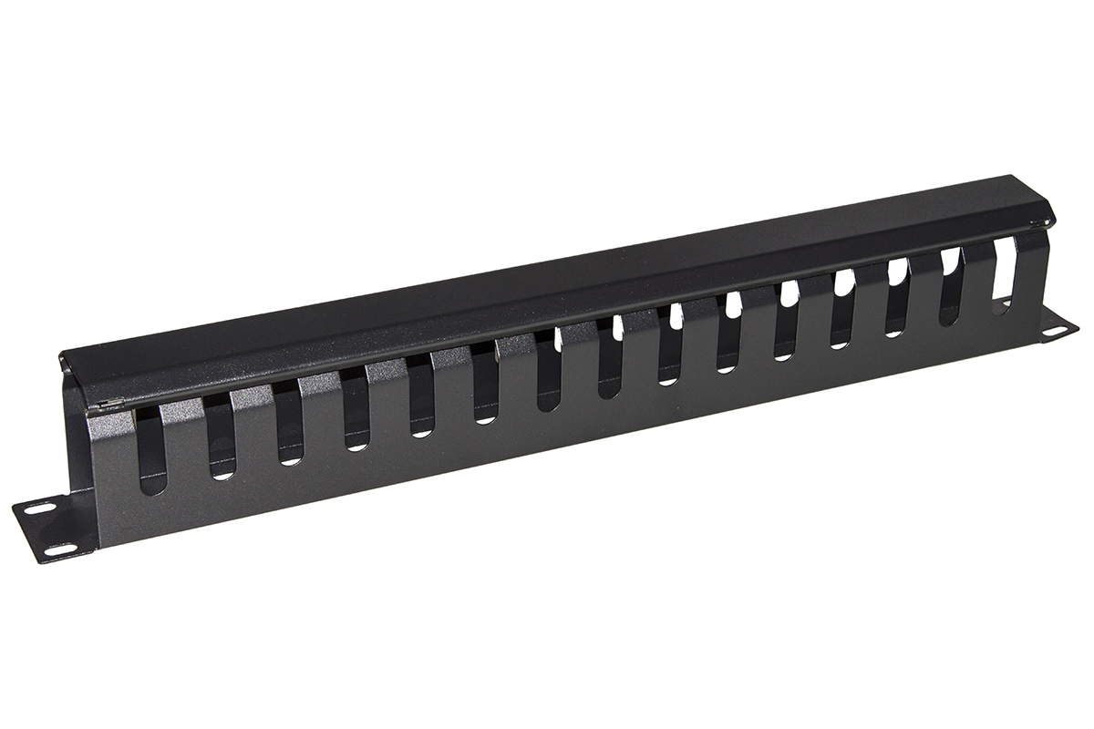 MKORG1UD - PANNELLO GUIDACAVI PER ARMADI RACK 19 1U A GABBIA NERO 483X42X70 MM IN METALLO