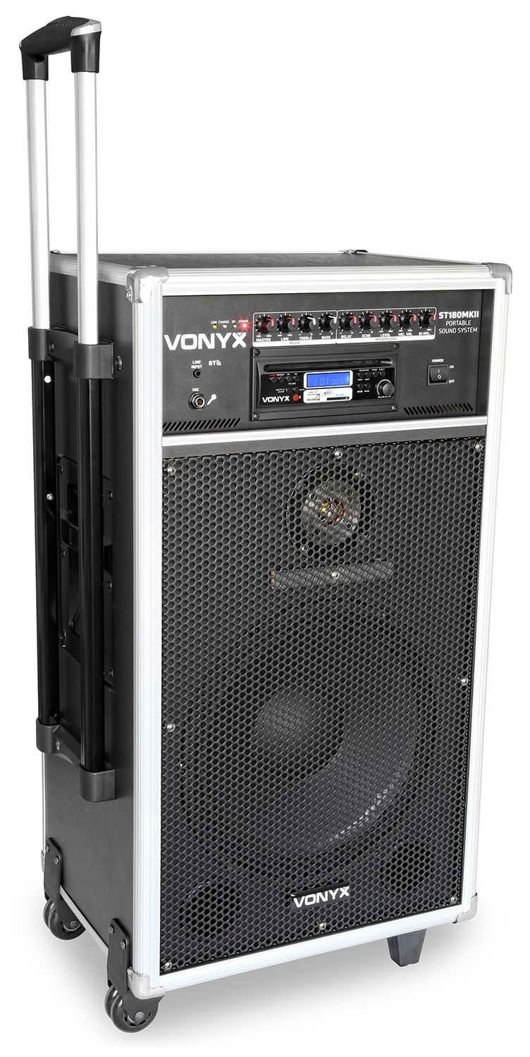 Sistema portatile 2 radiomicrofoni UHF lettore CD/ USB/ BT mod. ST180