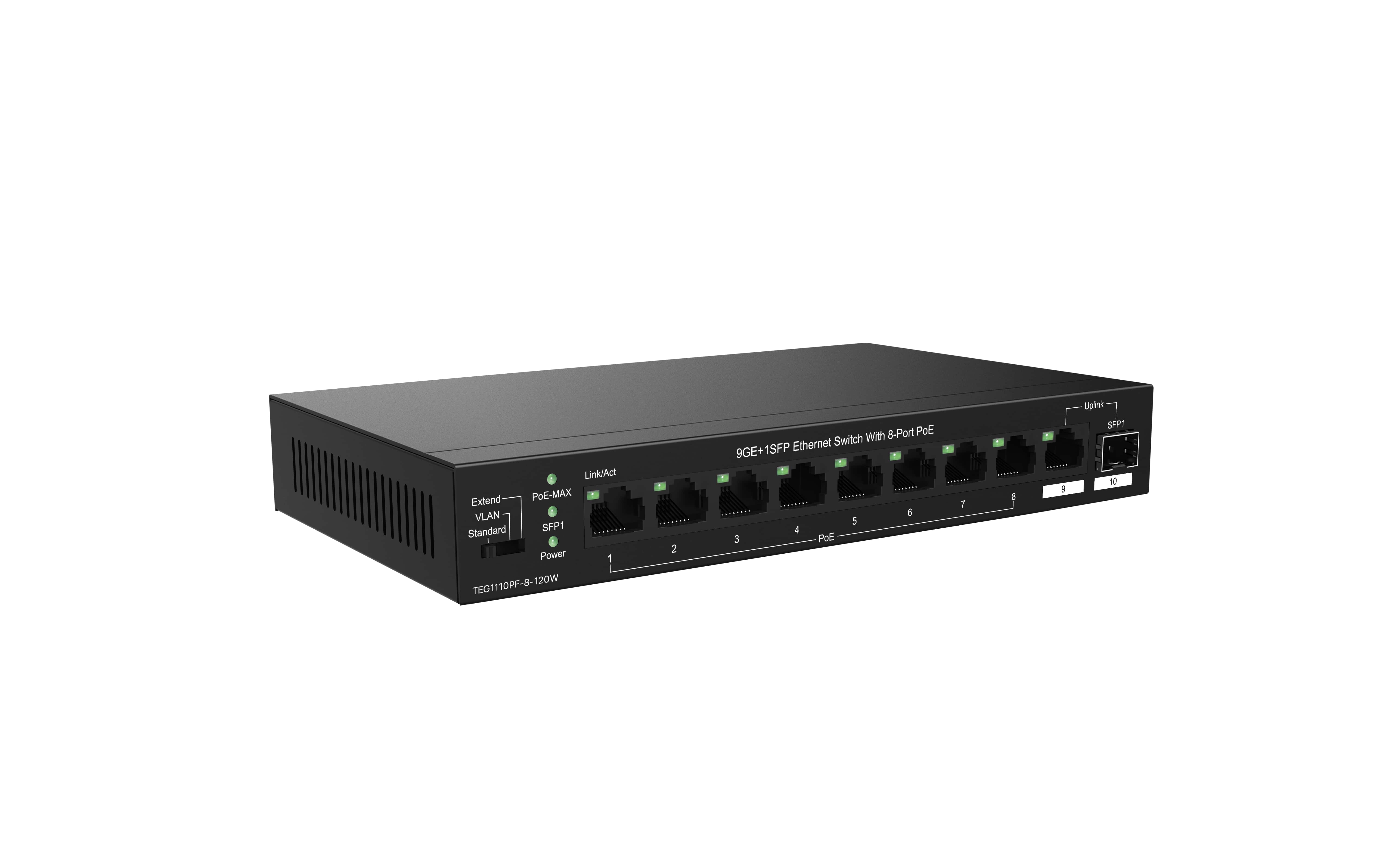 TEG1110PF-8-120W - Switch Gigabit PoE - 10 porte (8*GE PoE + 1*GE + 1*SFP )