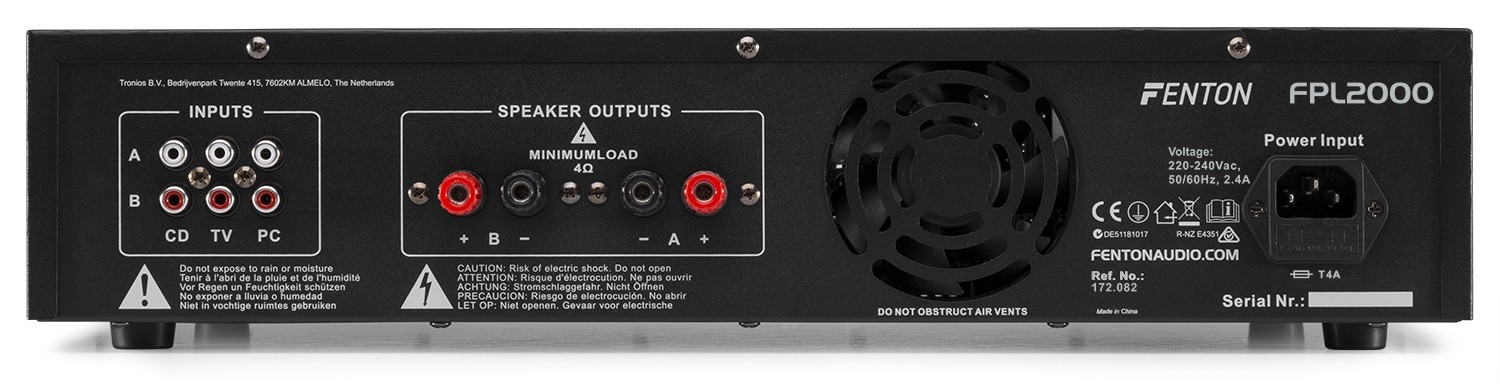 Amplificatore digitale 2 Canali 4000W 4Ω con USB / BT / SD SD
