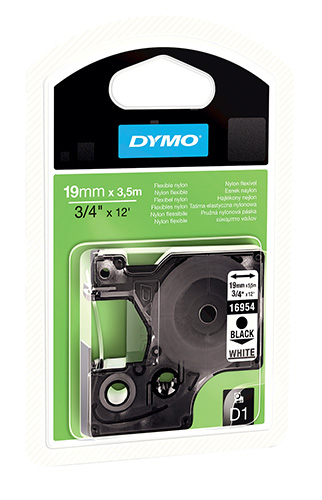 Nastro D1 in nylon, permanente - 19 mm x 3,5 m Nero/Bianco