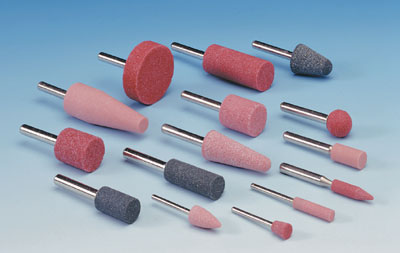 Fresa 6X10mm, montata su albero 3X37mm,  rosa, ossido di alluminio, W162