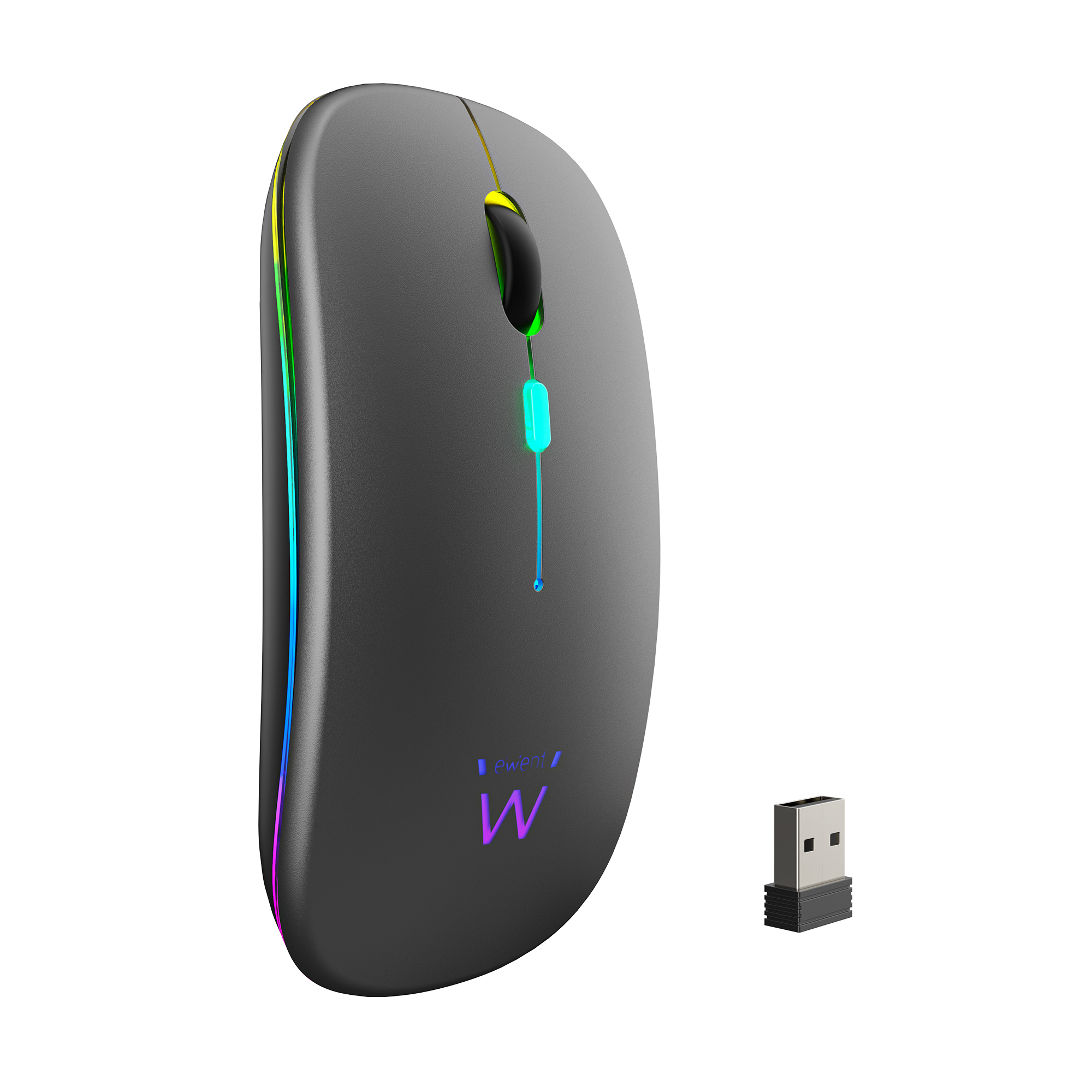 EW3242 - Mouse wireless ricaricabile a doppia connessione, Bluetooth | 2,4 GHz, con luci RGB