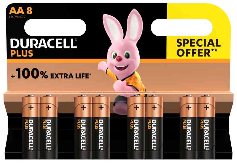 Duracell Plus Stilo (AA) in blister da 8 pile