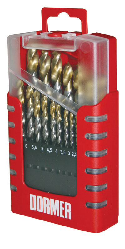 Set 19 punte A002,  1-10mmx0.5  punta ricoperta TiN, in contenitore plastico
