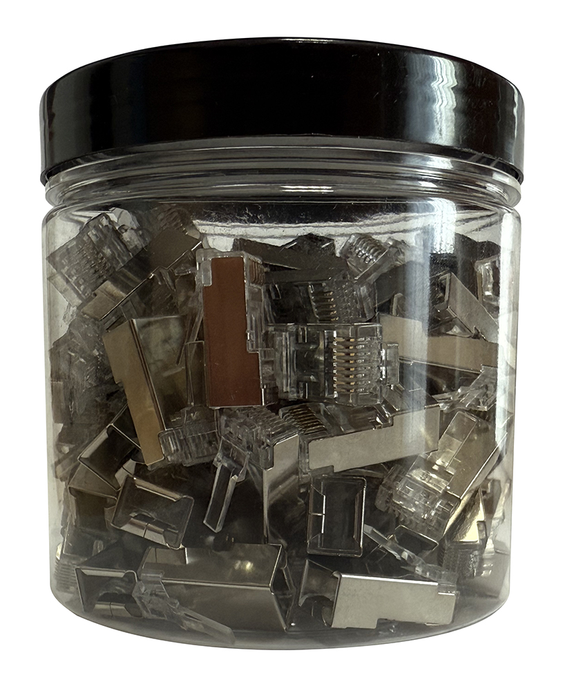 Spina RJ45 connettore con fori passanti Cat5e FTP (barattolo da 100pz)