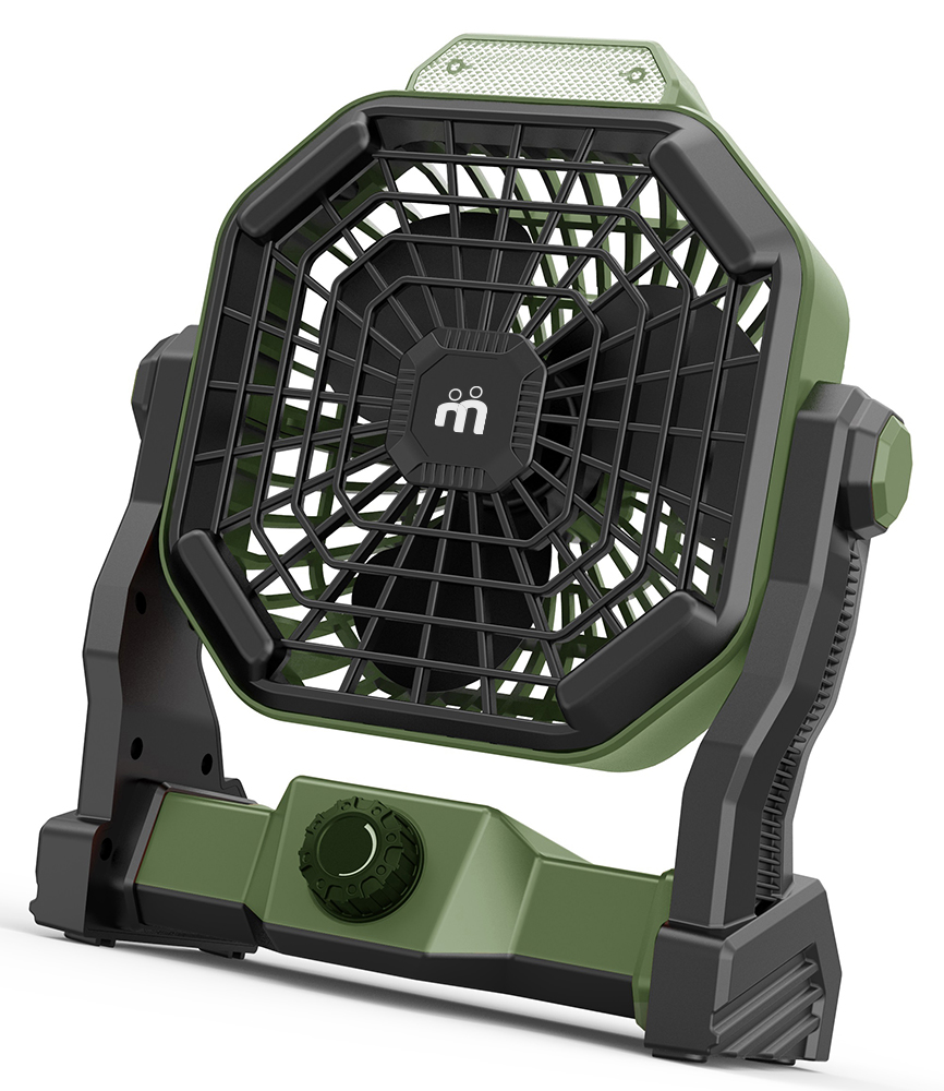Ventilatore da campeggio ricaricabile MF 0612VL con luce LED Ø 12 cm,