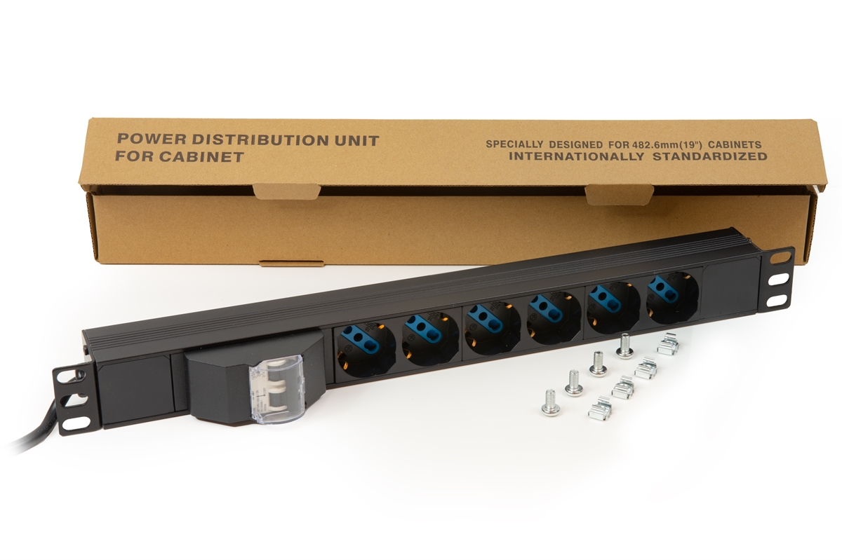 MK10050 - MULTIPRESA ALIMENTAZIONE RACK 19" 6 PRESE UNIVERSALI TRIPOLARI/SCHUKO MAGNETOTER