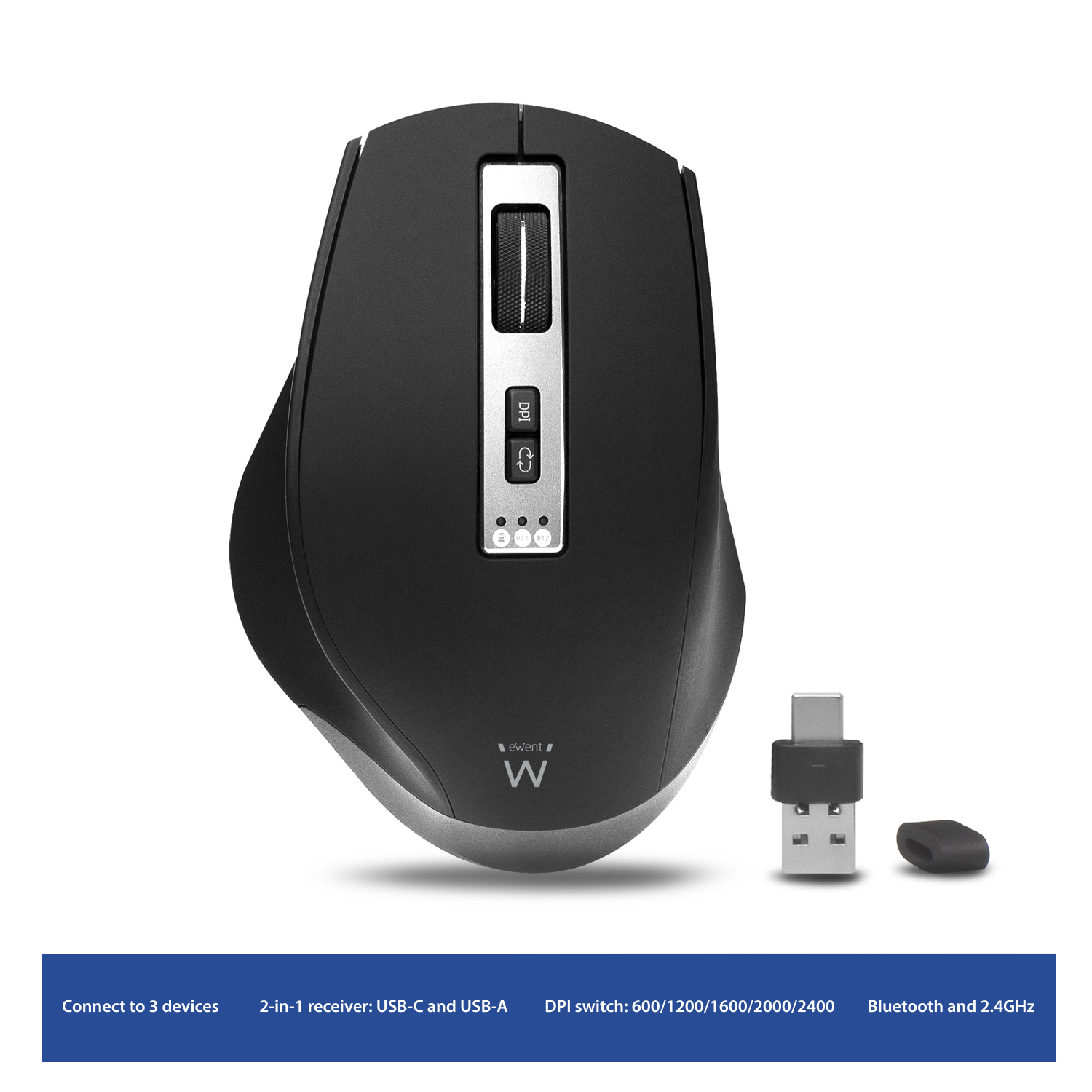 Mouse Bluetooth & Wireless - USB-A & USB-C 600/1200/1600/2000/2400 dpi
