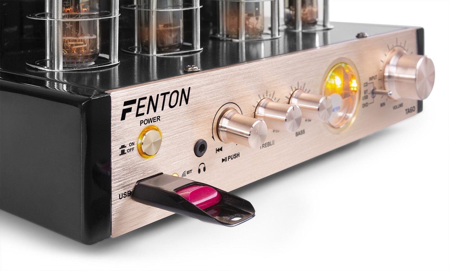 Amplificatore stereo ibrido valvolare con Bluetooth, USB/SD mp3, 2x 25W TA60