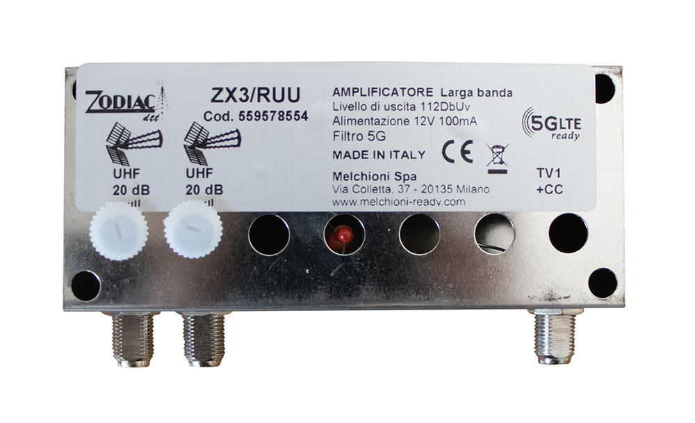 ZX3/RUU - Amplificatore DVB-T2  5G Free da palo con 2 ingressi in banda UHF