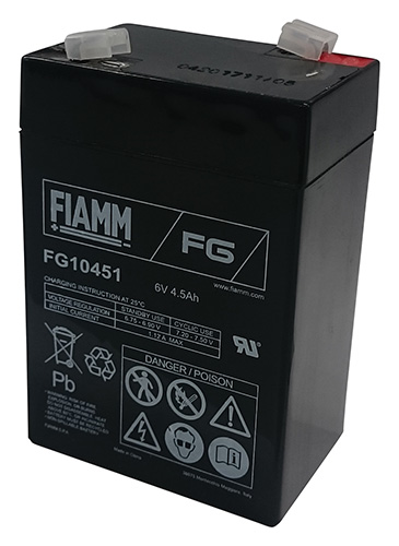 Batteria al piombo ricaricabile 6V 4.5Ah terminale faston 4.8mm FIAMM