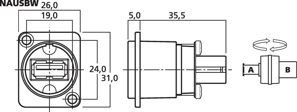 NAUSBW - Connettore chassis USB