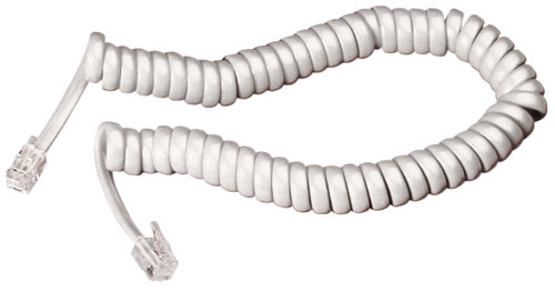 Cavetto telefonico estensibile bianco 2,5mt plug-plug 4-4