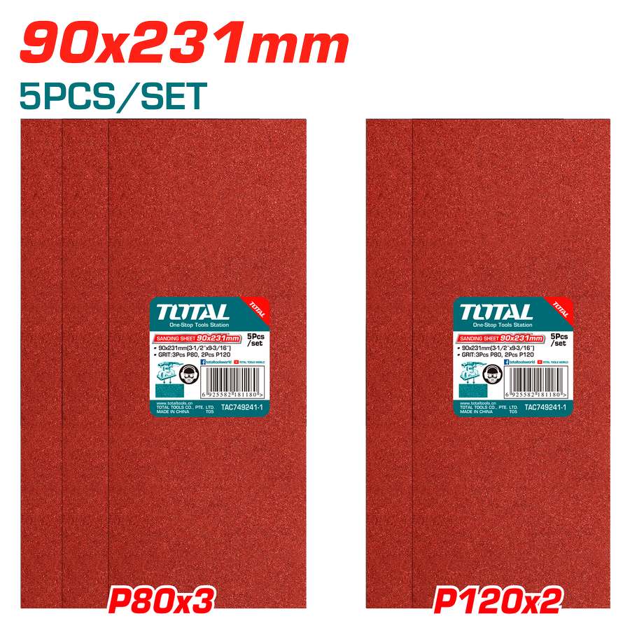 Set 5 Fogli Abrasivi 90*231mm - P80/P120 TAC749241-1