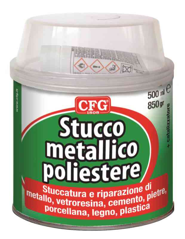 Stucco Metallico Poliestere Per Fori E Fessure, Barattolo Da 500 mL P00520 CFG