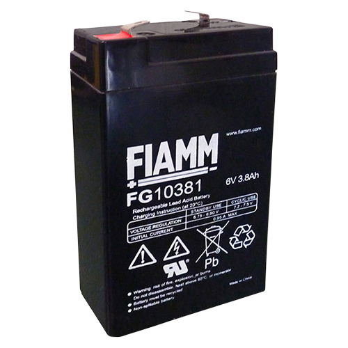 Batteria al piombo ricaricabile 6V 3.8Ah terminale faston 4.8mm FIAMM