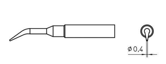 Punta saldante, punta tonda, Ø 0,4 mm, 39,5 mm T0054487599 - Weller