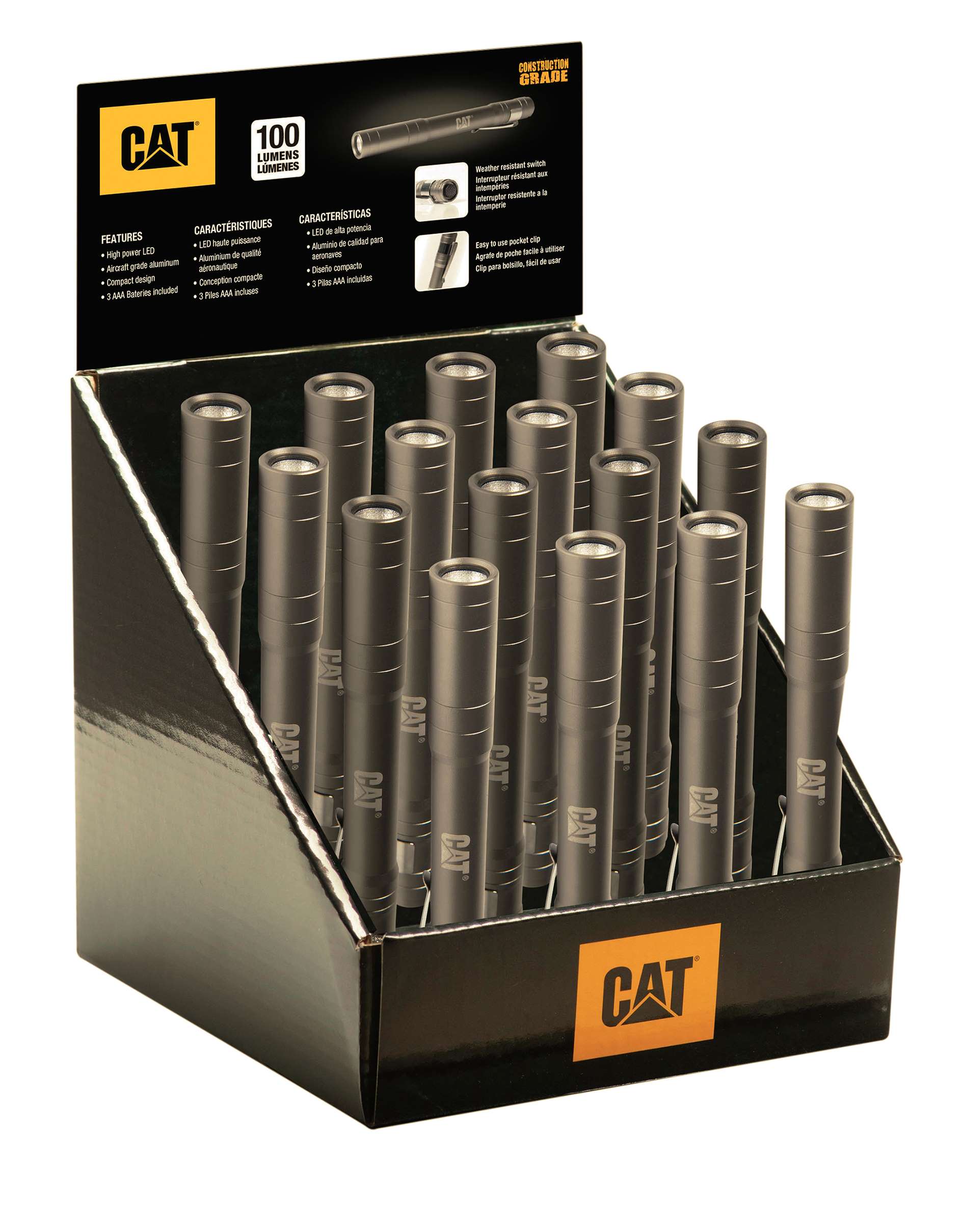 CAT CT221016 | Espositore torce a penna tascabili 100 Lumen tecnologia LED 16 pezzi