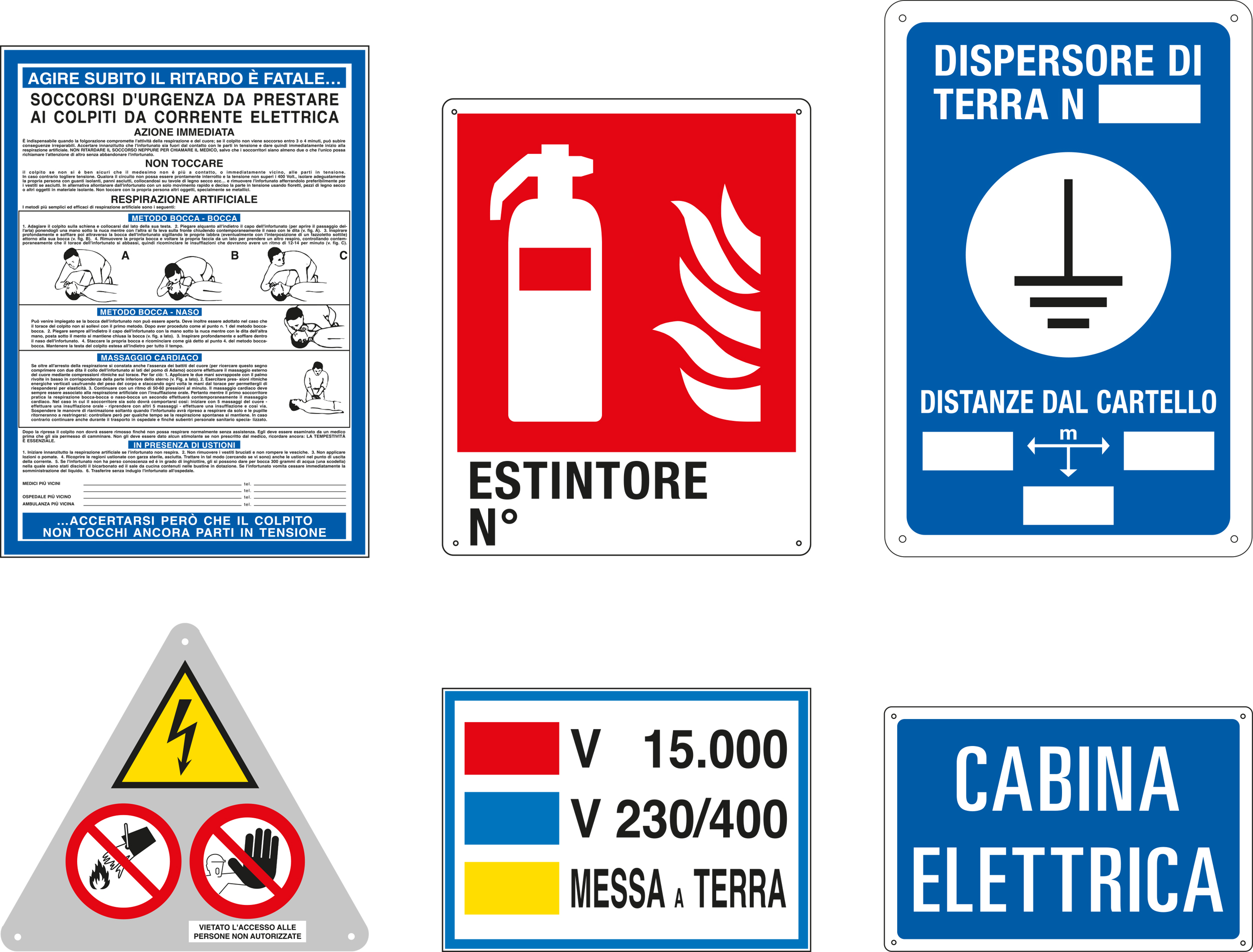 Cartelli Segnalatori KIT15000 Kit cabina 15000 V cartelli in alluminio