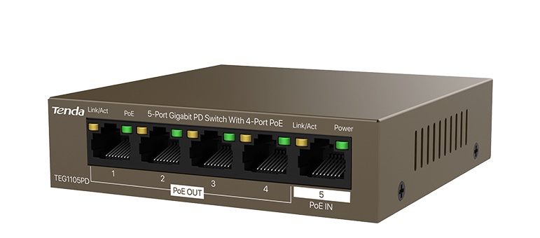 TEG1105PD - Switch PoE 5 porte Gigabit PD