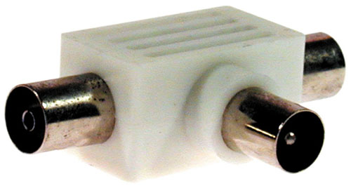 Sdoppiatore d' antenna 1 spina 2 prese coassiali 9,5 mm