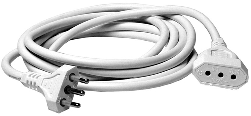 Prolunga elettrica bianca spina 16a-presa 16a 5mt 3x1mmq - conf. polybag MKC