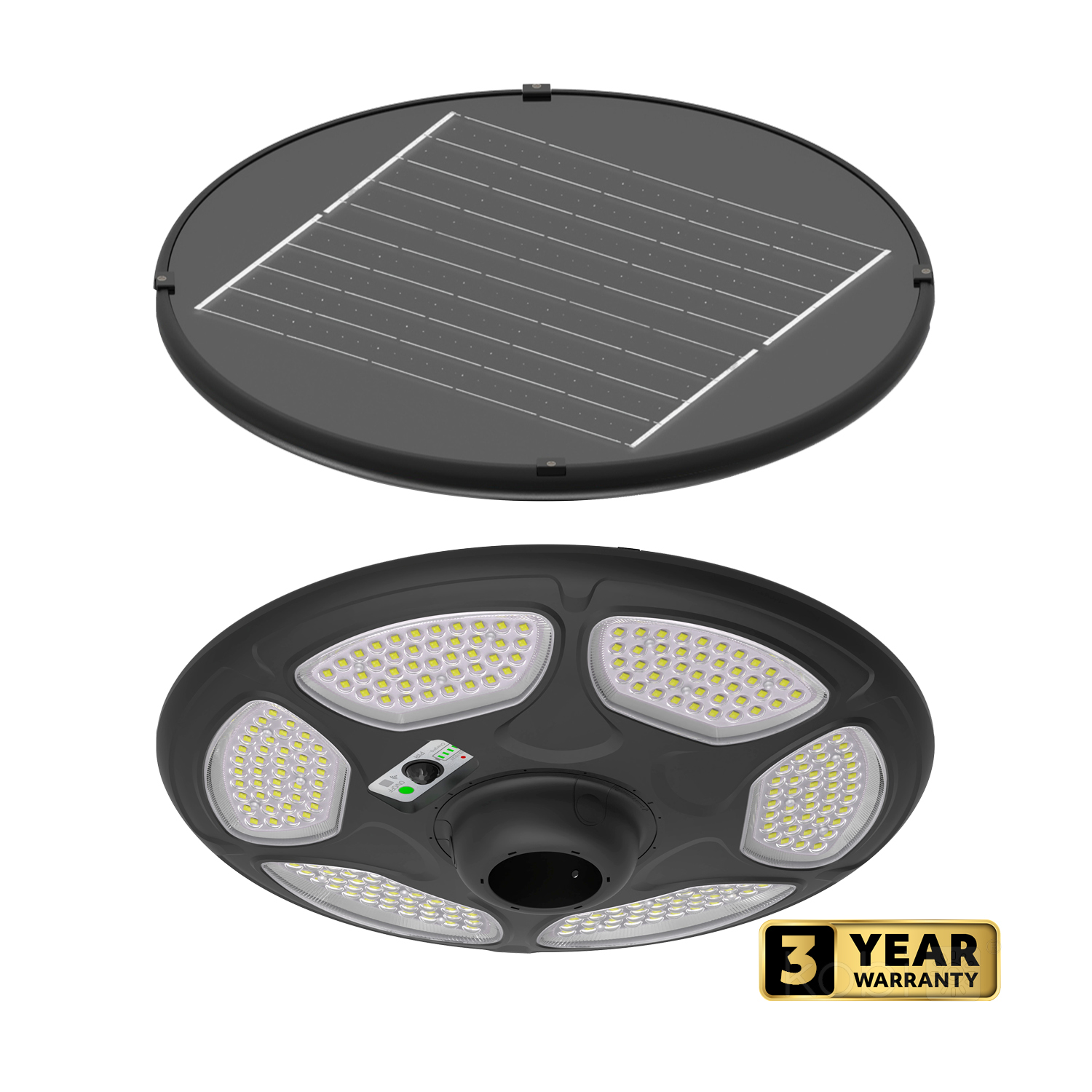 SOLSUMI - lampione solare 25W, 4000K, con sensore luce e movimento