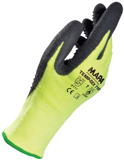 Guanto Tempdex 710 ruvido ricoperto in nitrile, giallo, misura 9/L