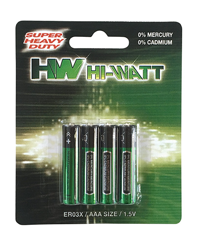 Batteria zinco carbone ZN-C AAA Hi-Watt blister 4 pezzi