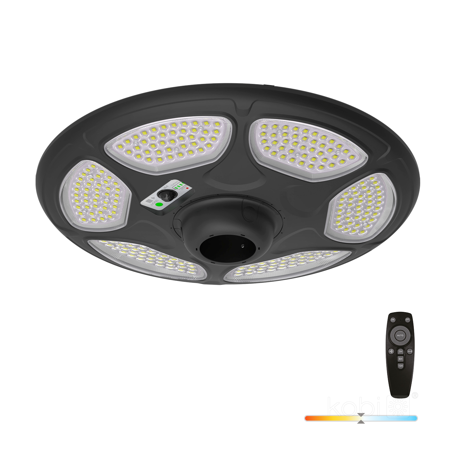 SOLSUMI - lampione solare 25W, 4000K, con sensore luce e movimento