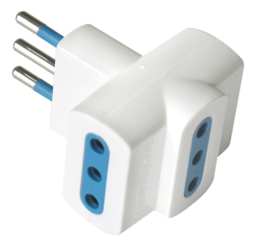 Adattatore di rete bianco spina 2p+t 10a-n3 prese 10a MKC