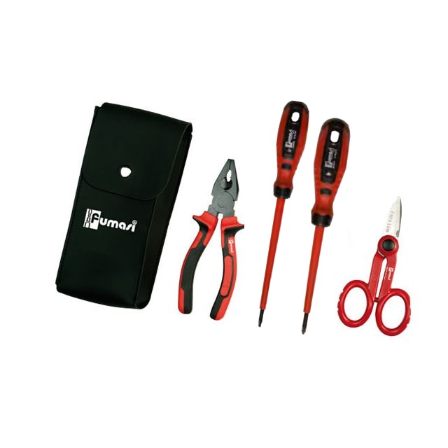 Trousse 4 utensili in similpelle, con cacciaviti isolati 1000V, 100449