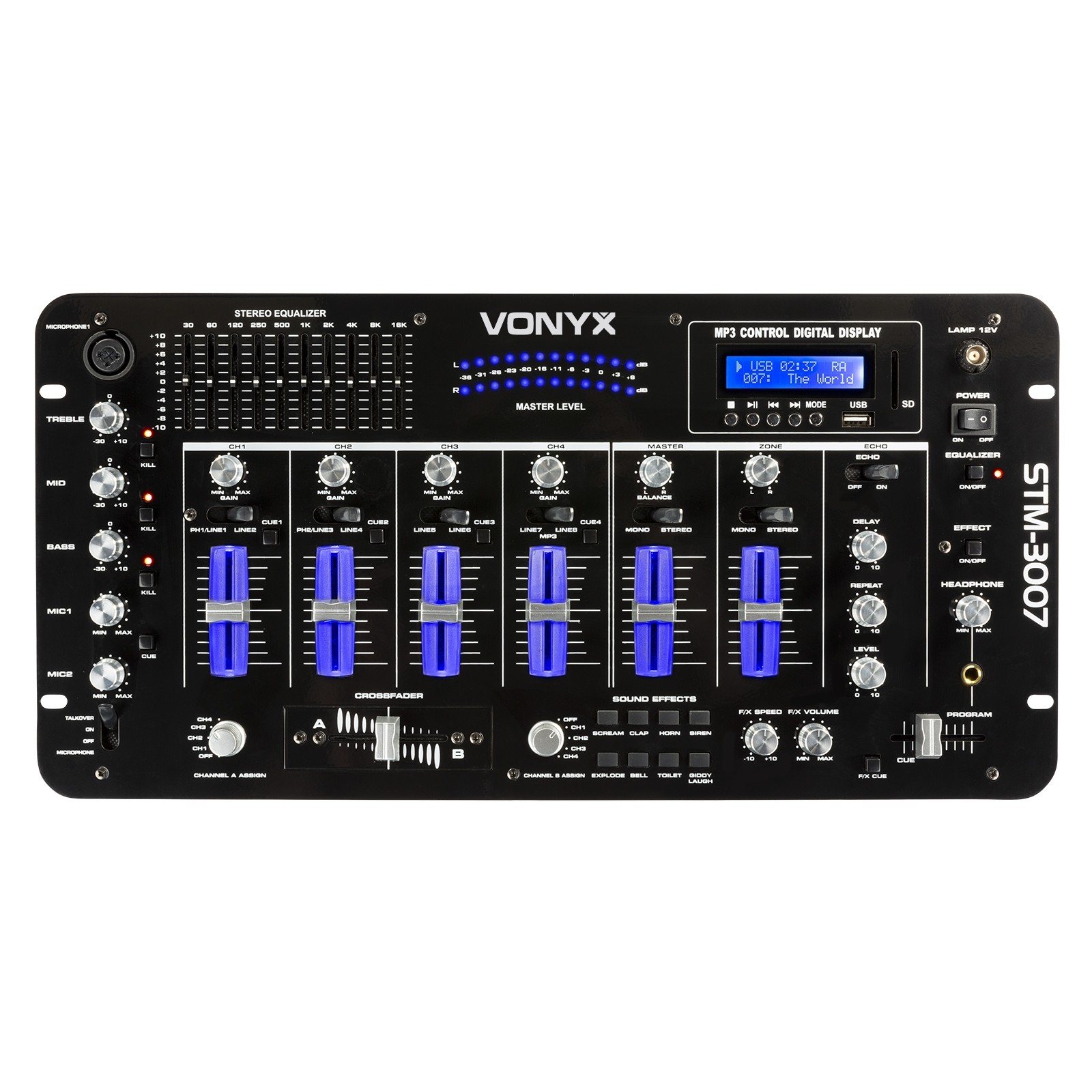Mixer passivo 6-canali con SD/USB/mp3/Bluetooth, Mod. STM-3007