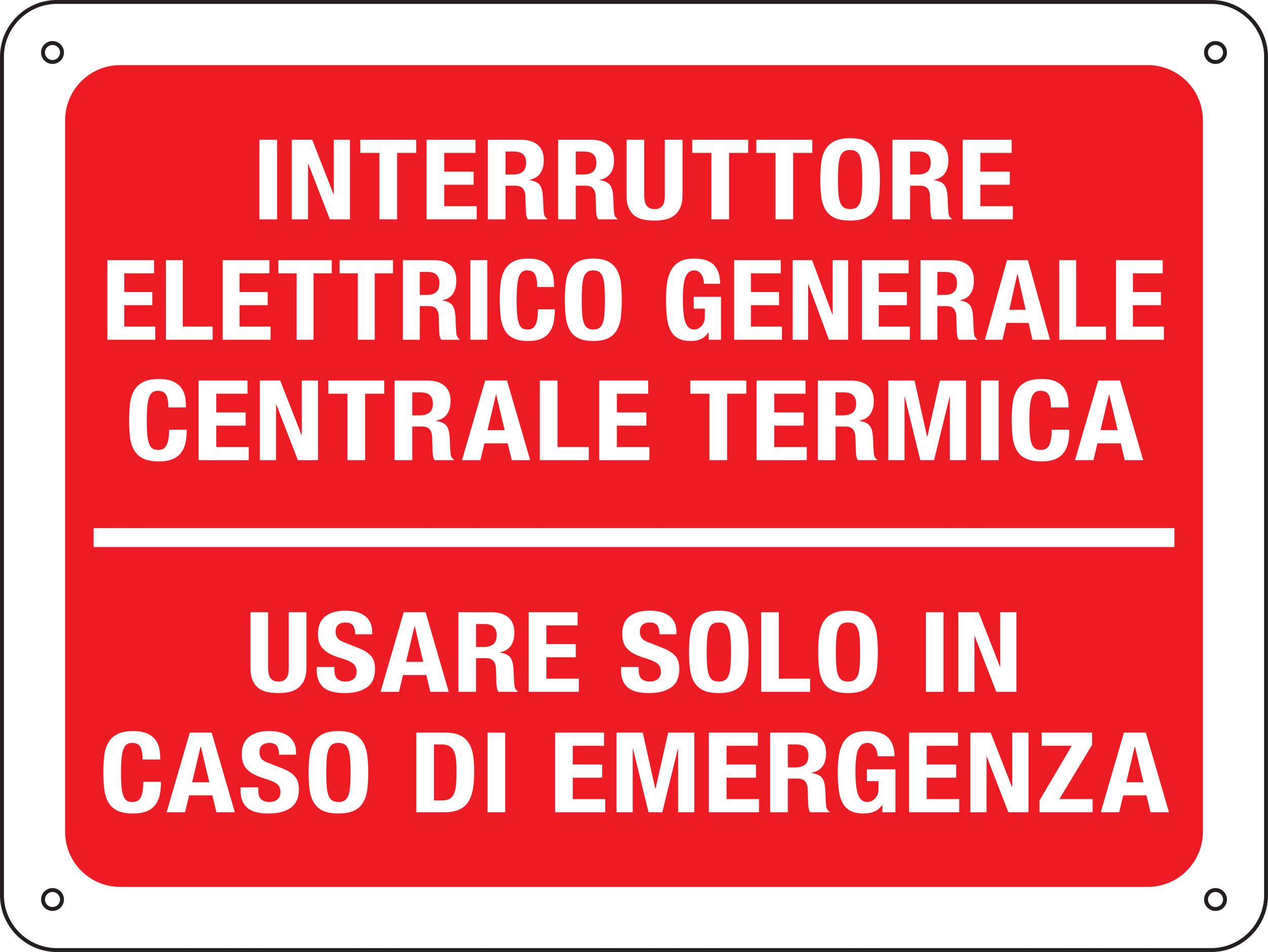 Cartelli Segnalatori 4833 INTERRUTTORE GEN.CENTRALE TERMICA