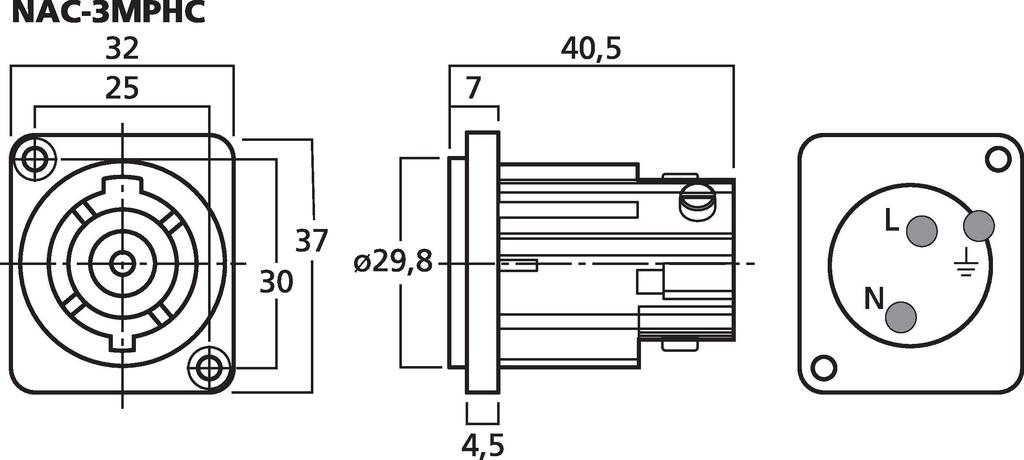 NAC-3MPHC - Presa Chassis PowerCon