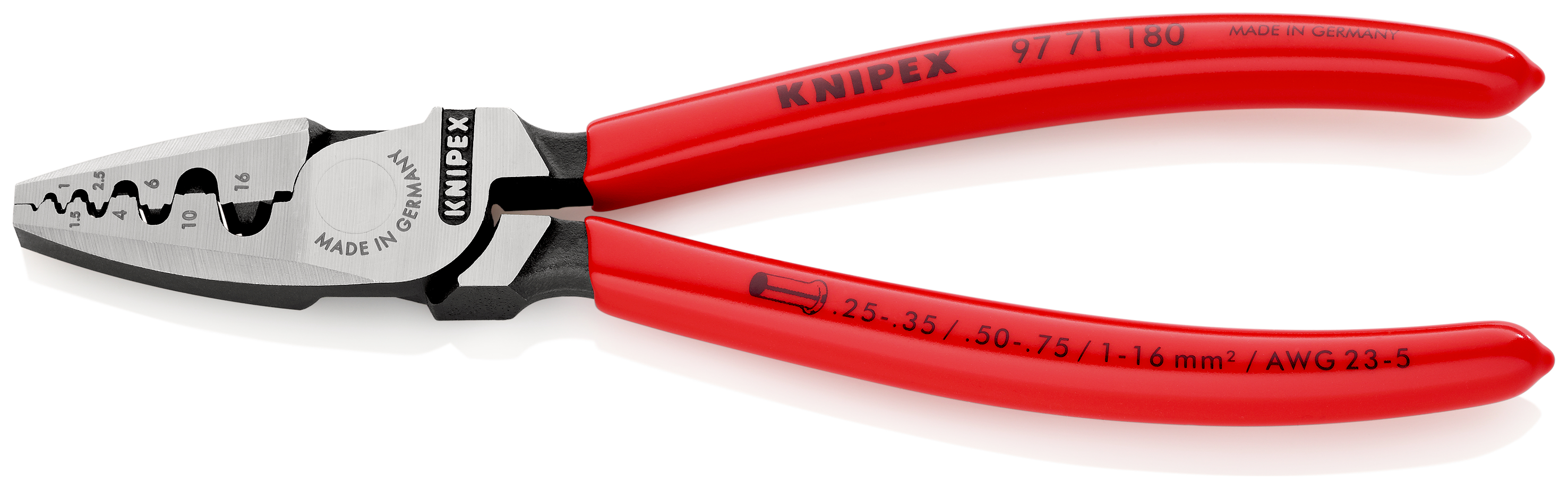 Pinza per serrare terminali a bussola 97 71 180, isolamento a 1000V