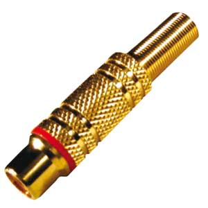 Presa Volante Dorata Coassiale RCA Schermata Con Guidacavo Rossa PR/558R-C
